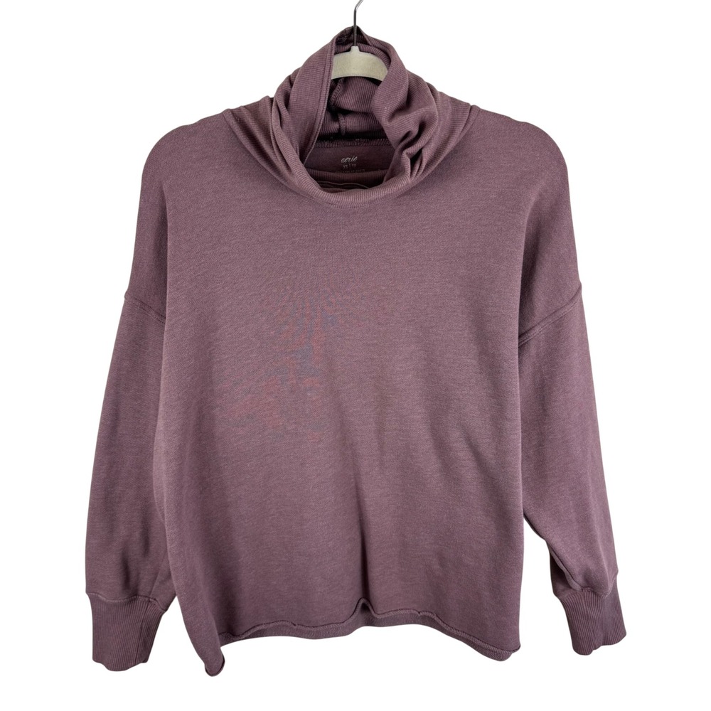 Aerie Womens XS Cowl Neck Sweatshirt Mauve Purple Oversized Pullover Raw Hem